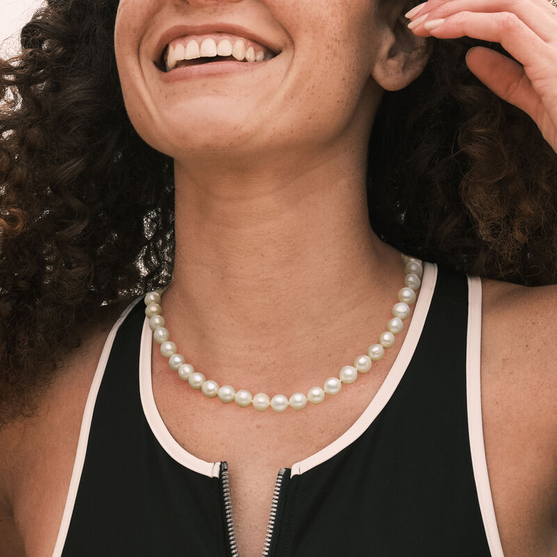8-9mm Cultured Pearl Necklace with Sterling Silver image number 1
