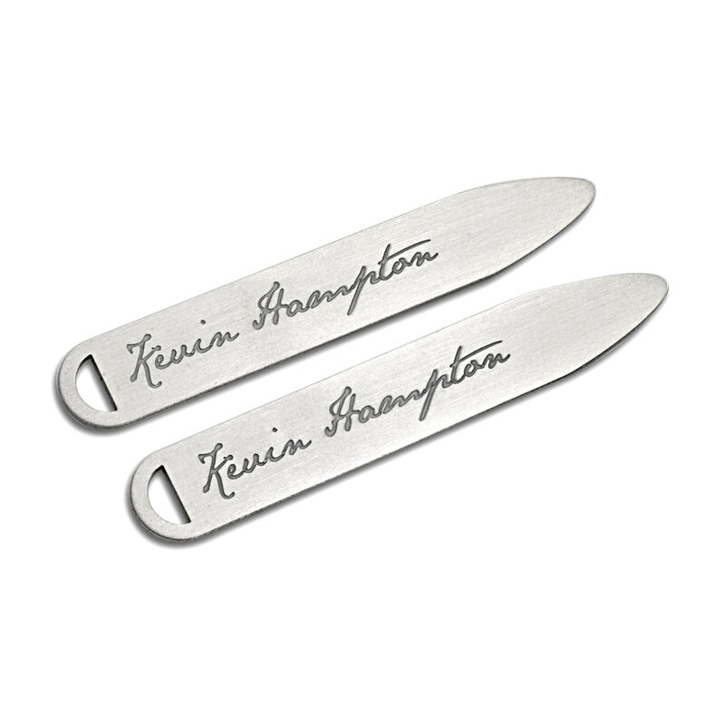 Sterling Silver Set of 2 Personalized Collar Stays image number 0
