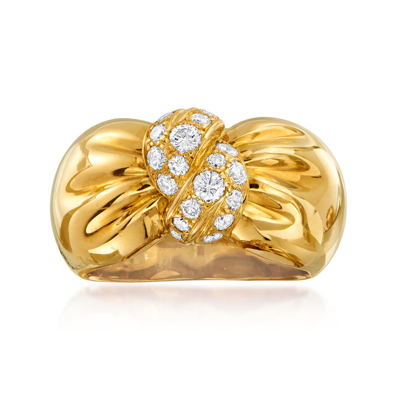 C. 1980 Vintage Vca .60 ct. t.w. Diamond Bow Ring in 18kt Yellow Gold. Size 7.5 image number 0