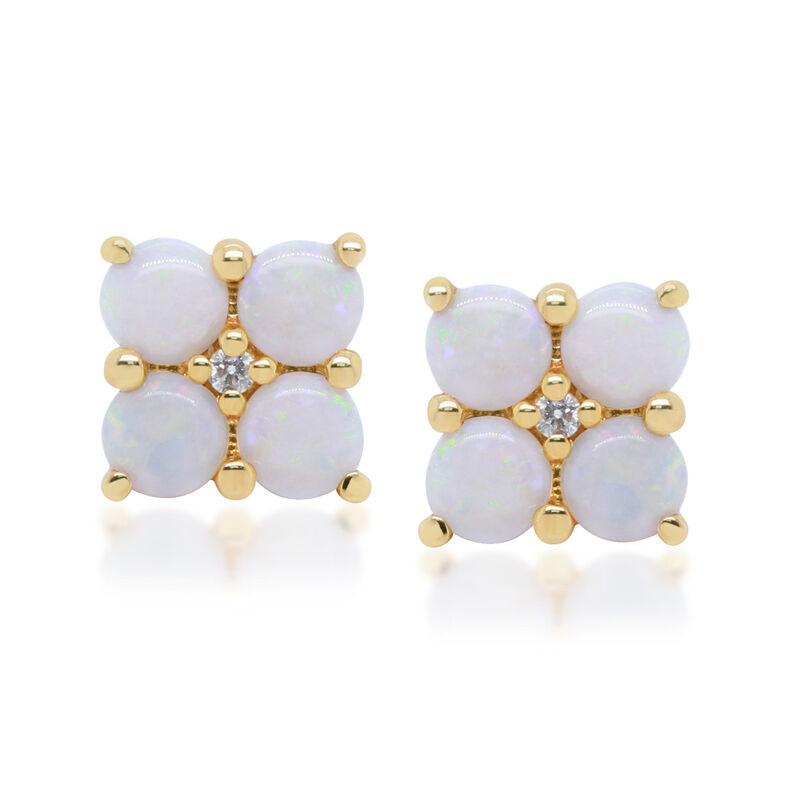 Australian Opal Earrings with Diamond Accents in 14kt Yellow Gold image number 0