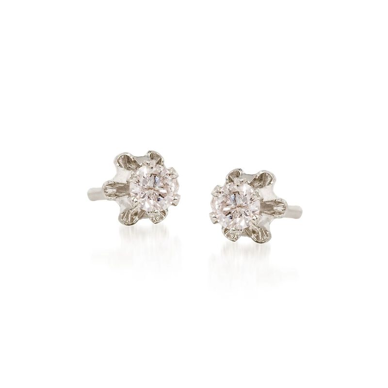 Child's Diamond Stud Earrings in 14kt White Gold image number 0