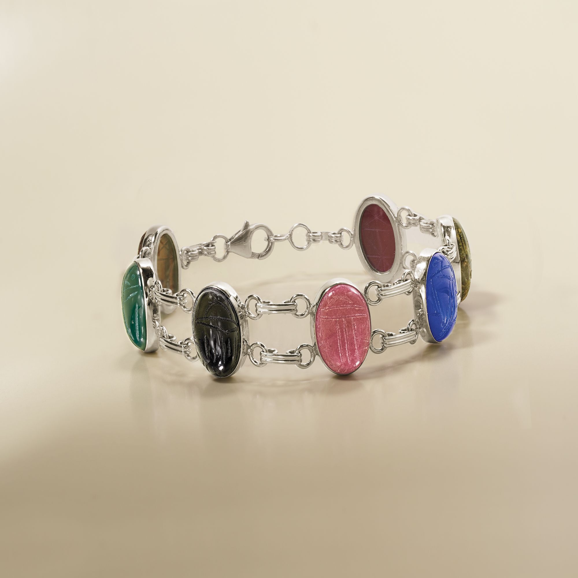 Silver scarab bracelet top