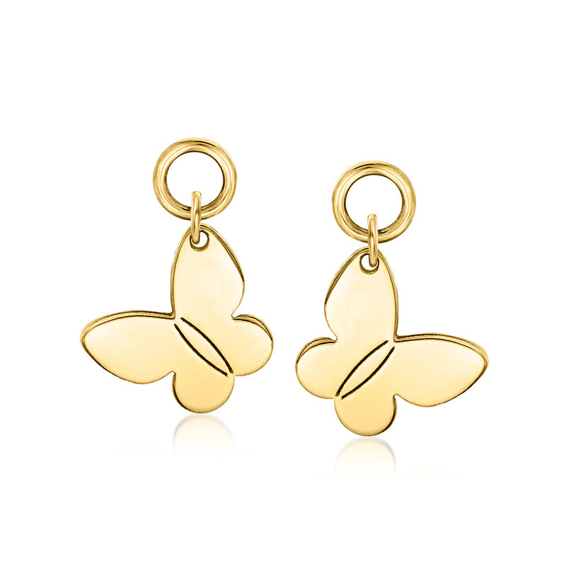 Italian 14kt Yellow Gold Butterfly Hoop Charms image number 2
