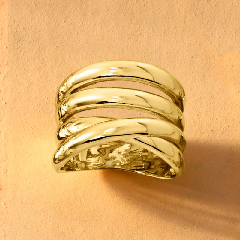 14kt Yellow Gold-Plated Multi-Row Ring image number 3