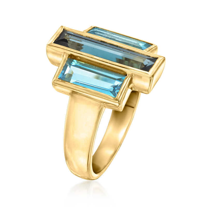 4.80 ct. t.w. Swiss and London Blue Topaz Ring in 18kt Gold Over Sterling image number 2