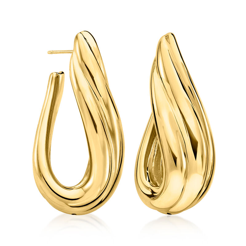 Italian 18kt Gold Over Sterling Swirled Drop Earrings  image number 2