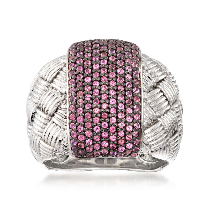 .90 ct. t.w. Rhodolite Garnet Braided Ring in Sterling Silver image number 0