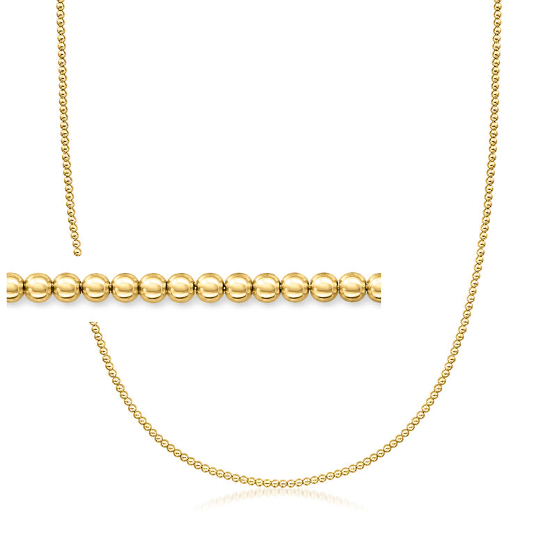 Italian 2mm 18kt Gold Vermeil Bead-Chain Necklace. 16&quot; image number 1