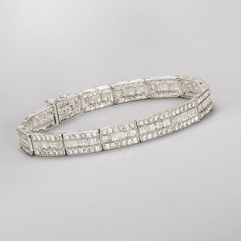 6.00 ct. t.w. Baguette and Round Diamond Bracelet in 14kt White Gold image number 3