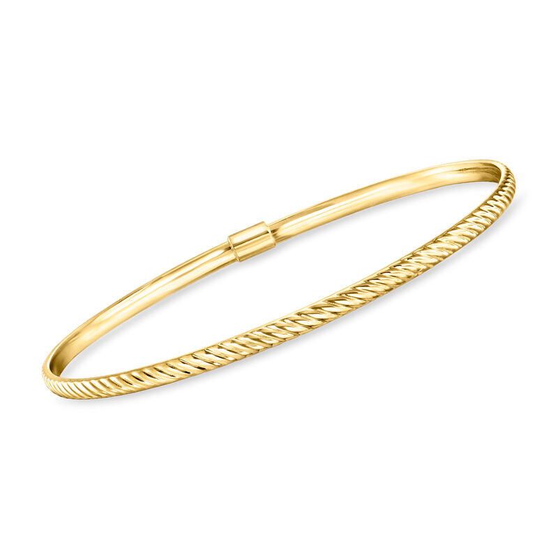 Italian 14kt Yellow Gold Ridged Bangle Bracelet image number 0