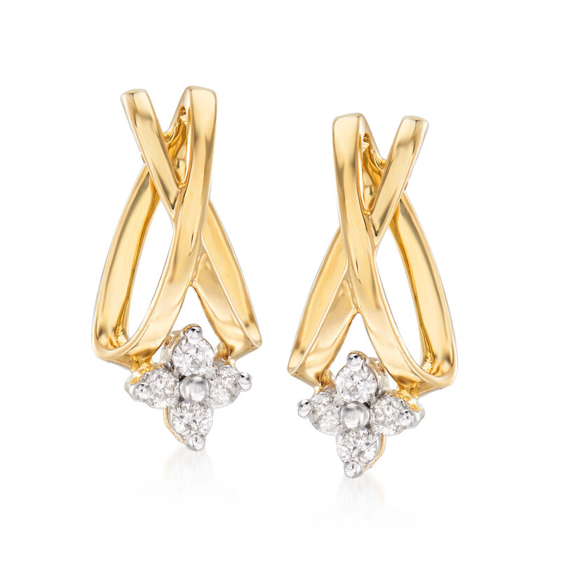 .20 ct. t.w. Diamond Flower X Earrings in 14kt Yellow Gold image number 3