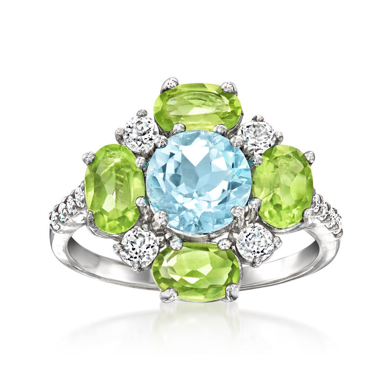 Sterling Silver Sky Blue Topaz & Peridot Ring