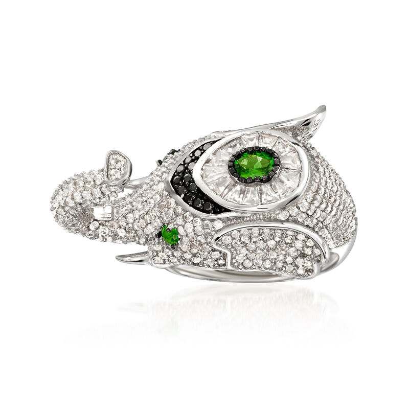 4.27 ct. t.w. Multi-Stone Elephant Ring in Sterling Silver image number 4