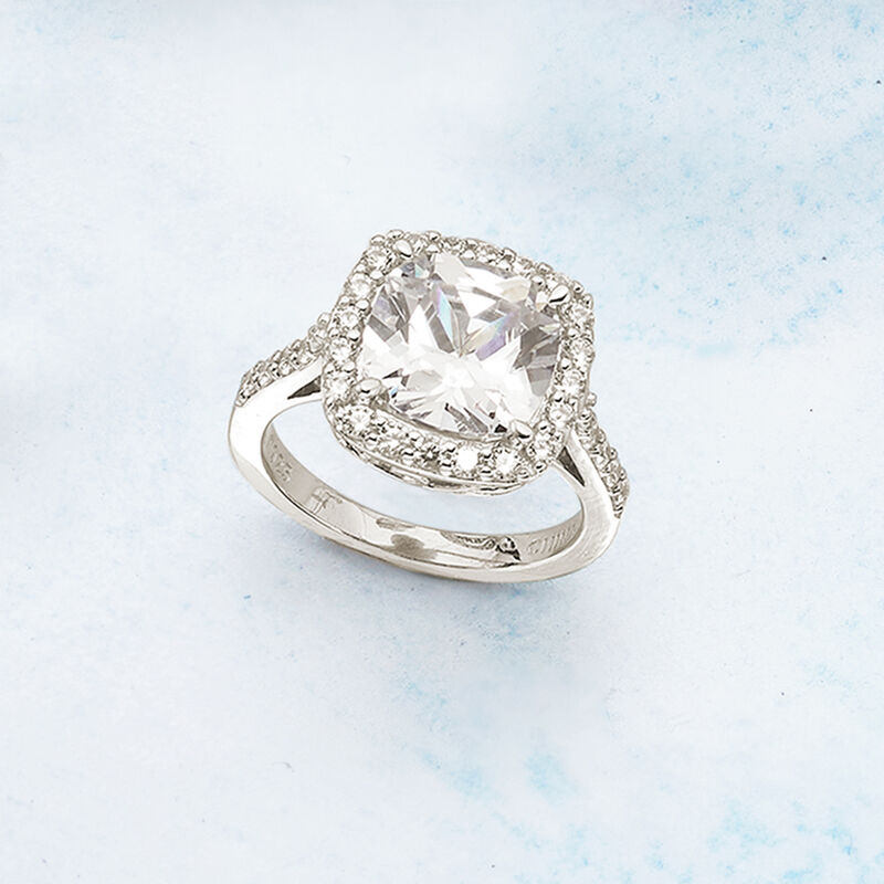 5.10 ct. t.w. CZ Halo Ring in Sterling Silver image number 3