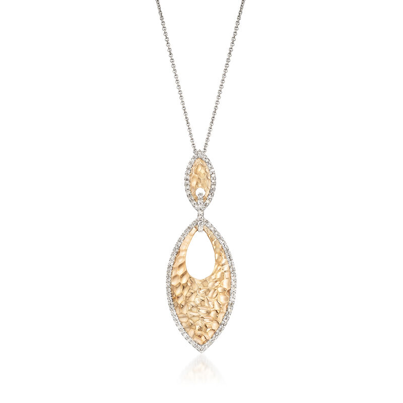 .52 ct. t.w. Diamond Marquise Texture Pendant Necklace in 14kt Two-Tone Gold image number 0