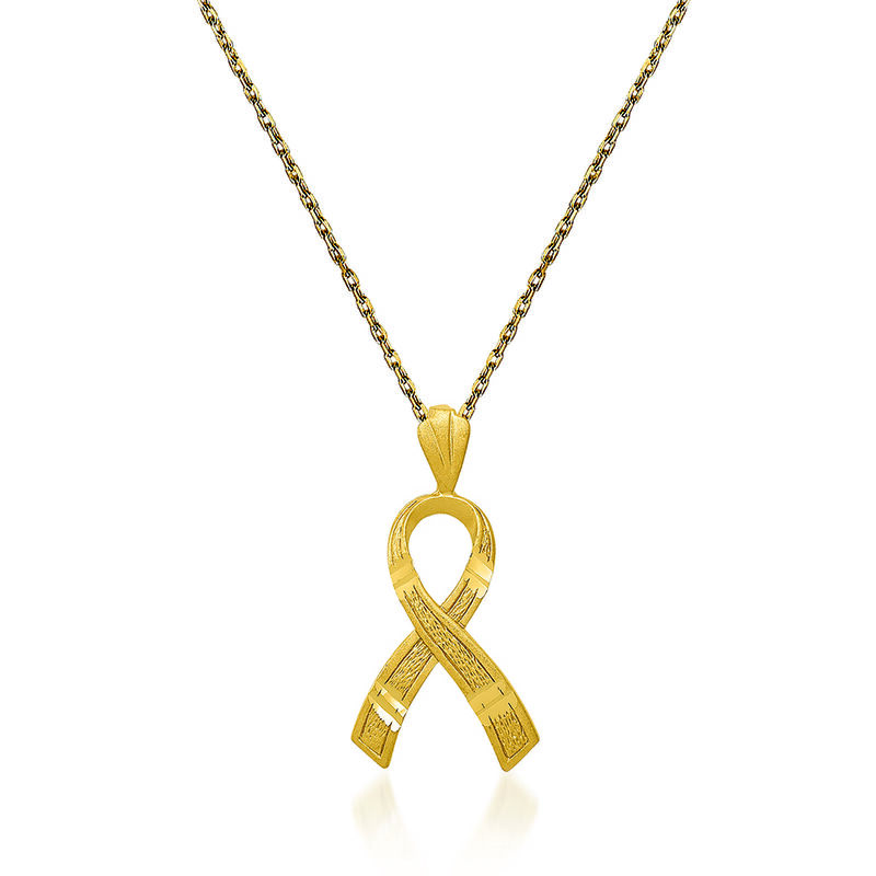 14kt Yellow Gold Breast Cancer Awareness Pendant Necklace. 18&quot; image number 0