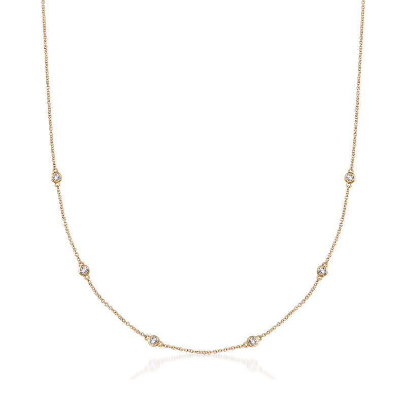 .19 ct. t.w. Bezel-Set Diamond Station Necklace in 14kt Yellow Gold image number 0