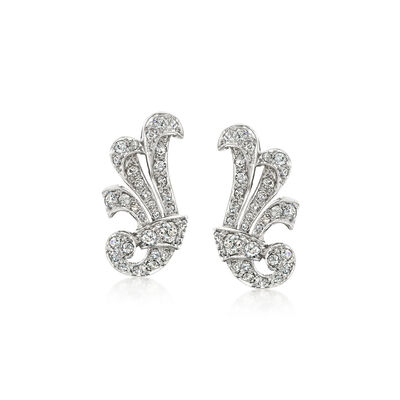 C. 1950 Vintage 1.35 ct. t.w. Diamond Fan-Style Clip-On Earrings in Platinum