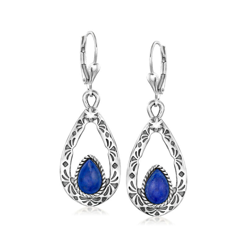 Lapis Teardrop Earrings in Sterling Silver  image number 0