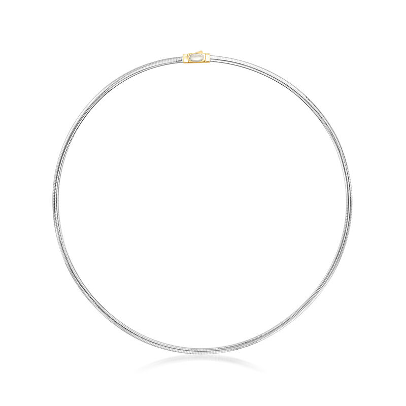 Italian 3mm 14kt Two-Tone Gold Reversible Omega Necklace image number 2