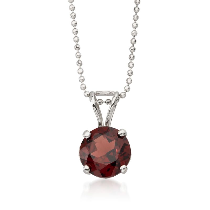 2.50 Carat Garnet Solitaire Necklace in 14kt White Gold image number 0