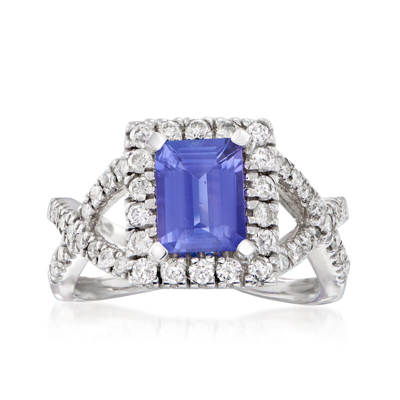 1.60 Carat Tanzanite and .78 ct. t.w. Diamond Ring in 14kt White Gold image number 0