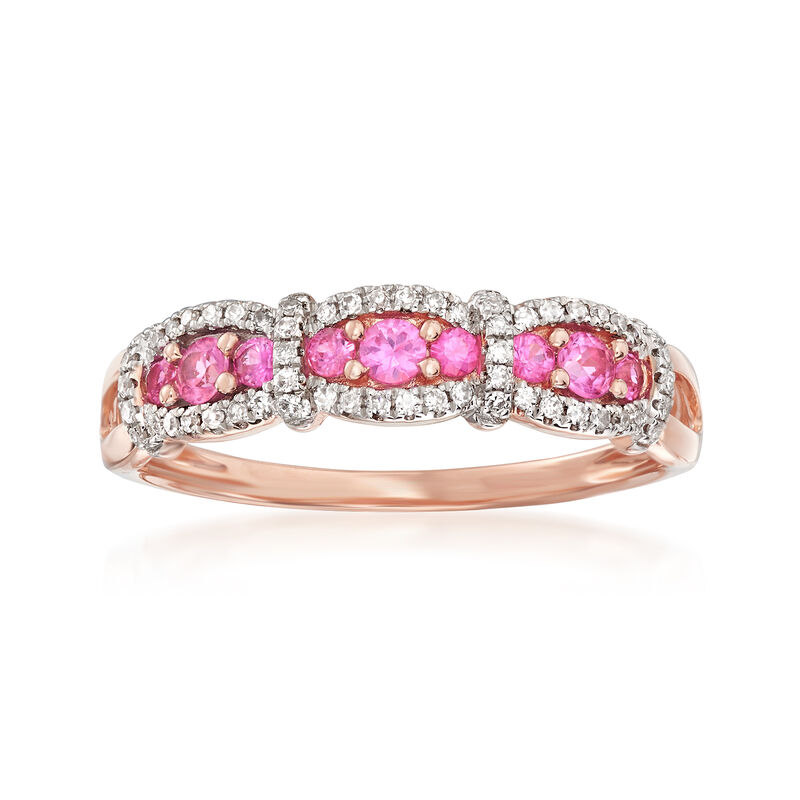 .20 ct. t.w. Pink Sapphire and .15 ct. t.w. Diamond Ring in 14kt Rose Gold image number 0