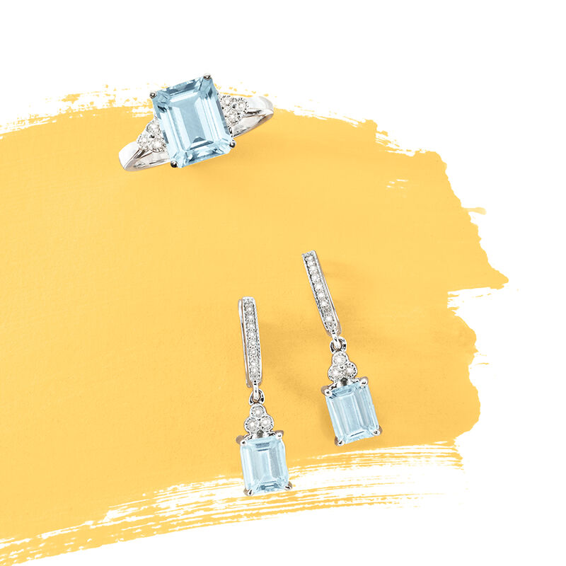 3.00 Carat Aquamarine and .10 ct. t.w. Diamond Ring in 14kt White Gold image number 3