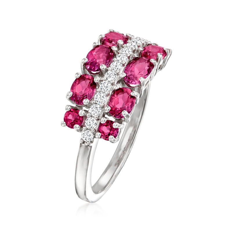 1.30 ct. t.w. Pink Topaz and .20 ct. t.w. White Zircon Ring in Sterling Silver image number 2