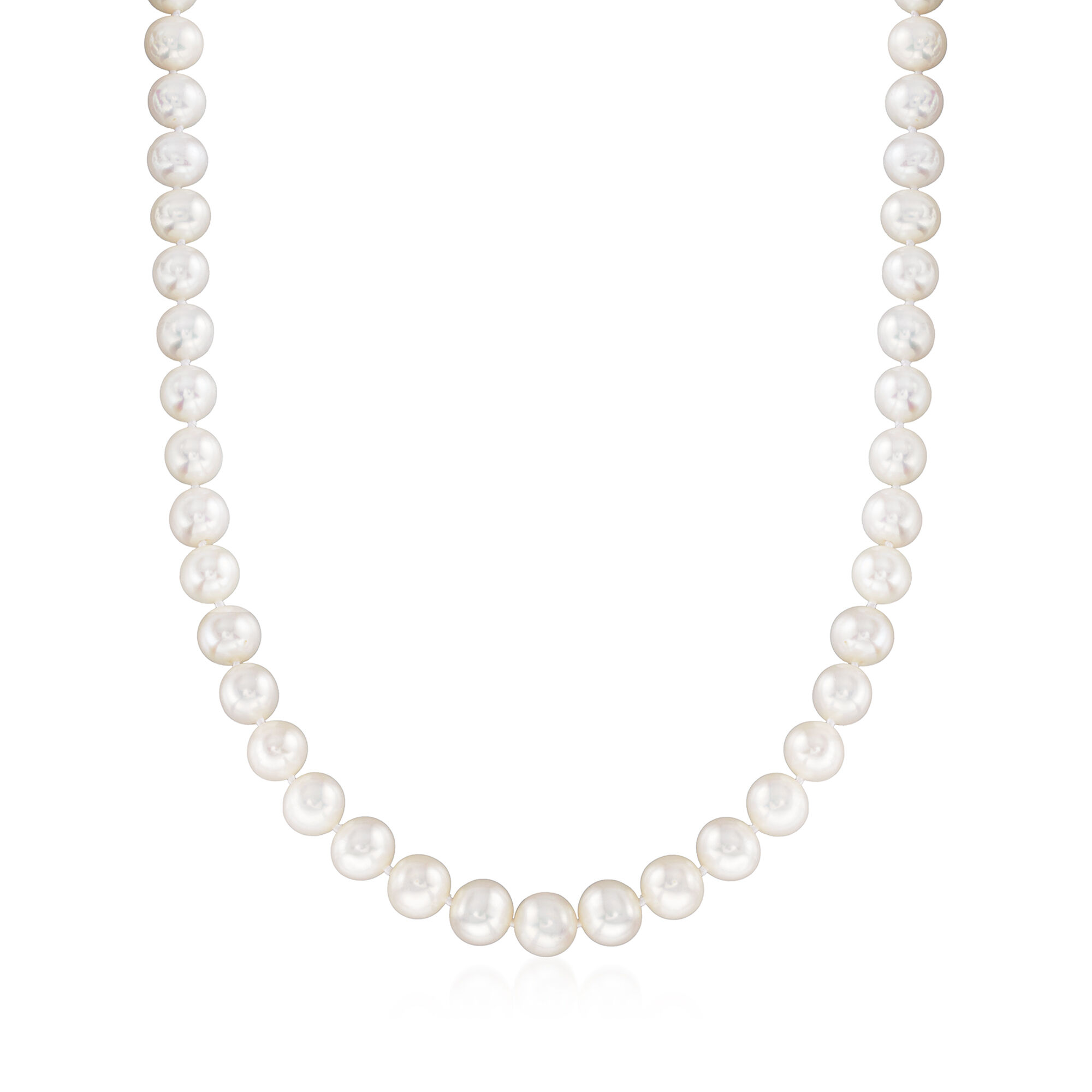 9.5-10.5mm Cultured Pearl Necklace with 14kt Yellow Gold 9.5-10.5mm Cultured Pearl Necklace with 14kt Yellow Gold