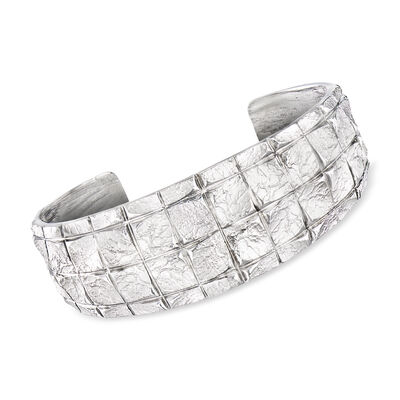 Italian Sterling Silver Square-Pattern Cuff Bracelet