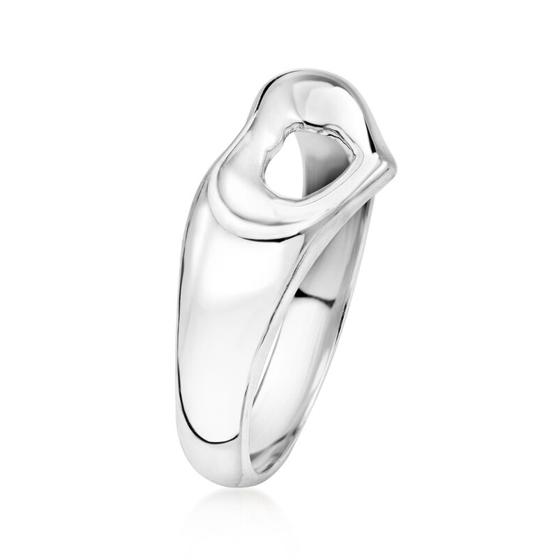 C. 2000 Vintage Tiffany Jewelry "Elsa Peretti" Sterling Silver Open-Space Heart Ring image number 2