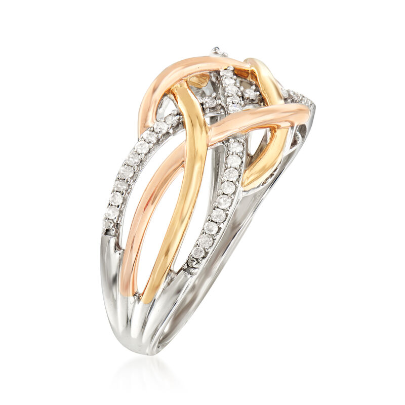 .20 ct. t.w. Diamond Crisscross Ring in Sterling Silver and 18kt Gold Over Sterling image number 2