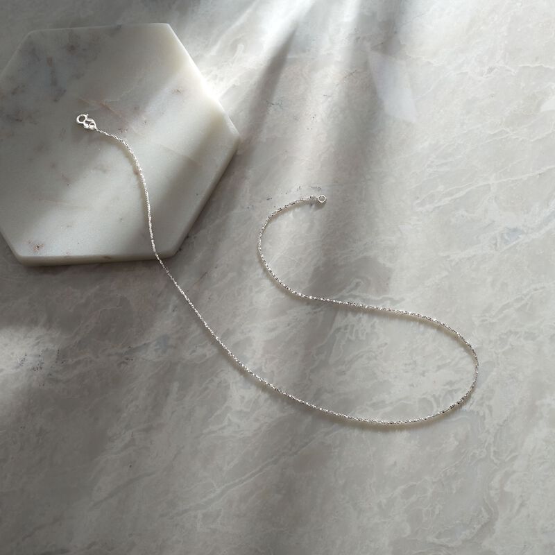 Italian 1mm 14kt White Gold Twisted Sparkle-Chain Necklace image number 2