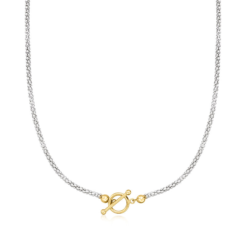 Sterling Silver and 18kt Gold Over Sterling Toggle Necklace image number 0