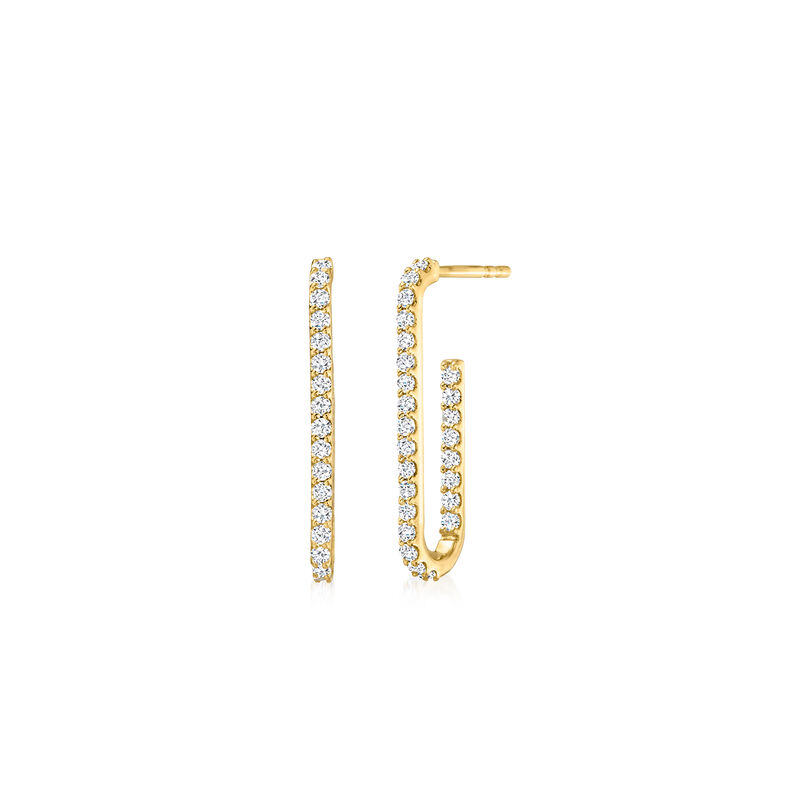 .50 ct. t.w. Diamond Paper Clip Link Hoop Earrings in 14kt Yellow Gold. 7/8&quot; image number 2