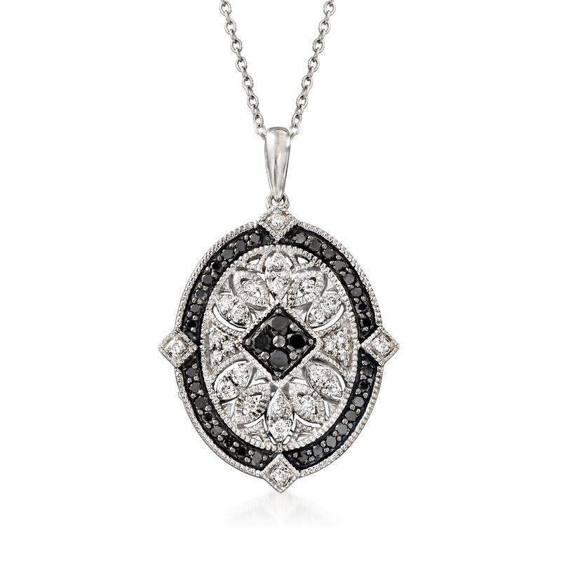 1.00 ct. t.w. Black and White Diamond Pendant Necklace in Sterling Silver image number 0