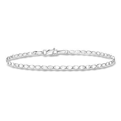 2.7mm 14kt White Gold Mirror-Link Bracelet