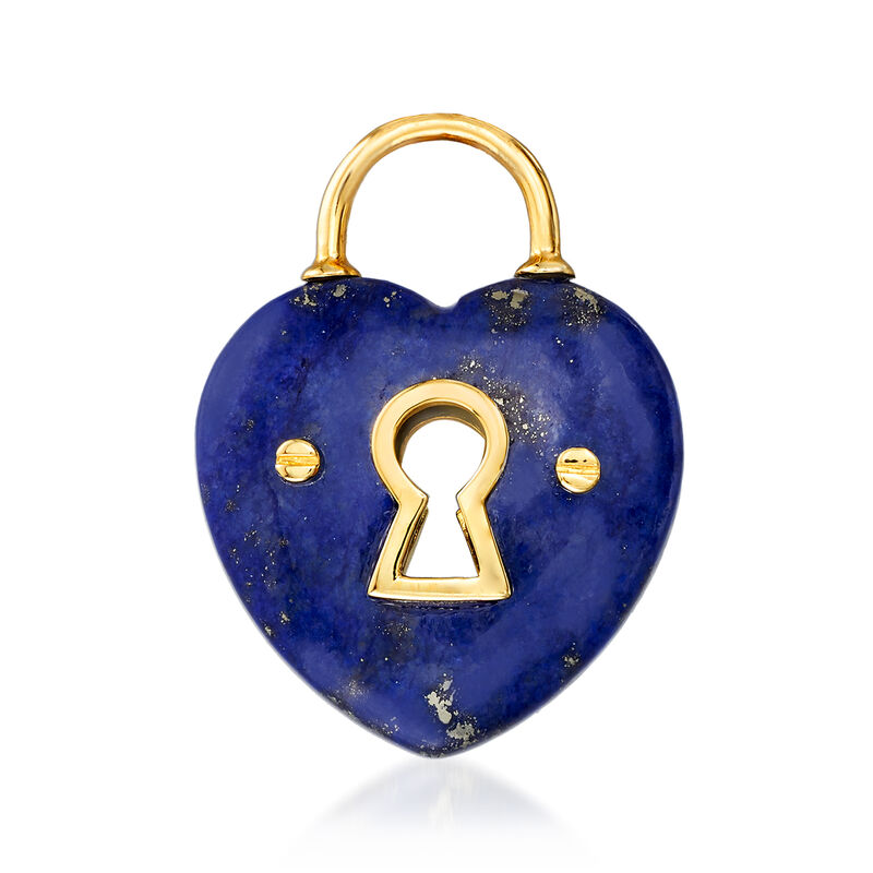 Lapis Heart Lock Pendant in 14kt Yellow Gold image number 1