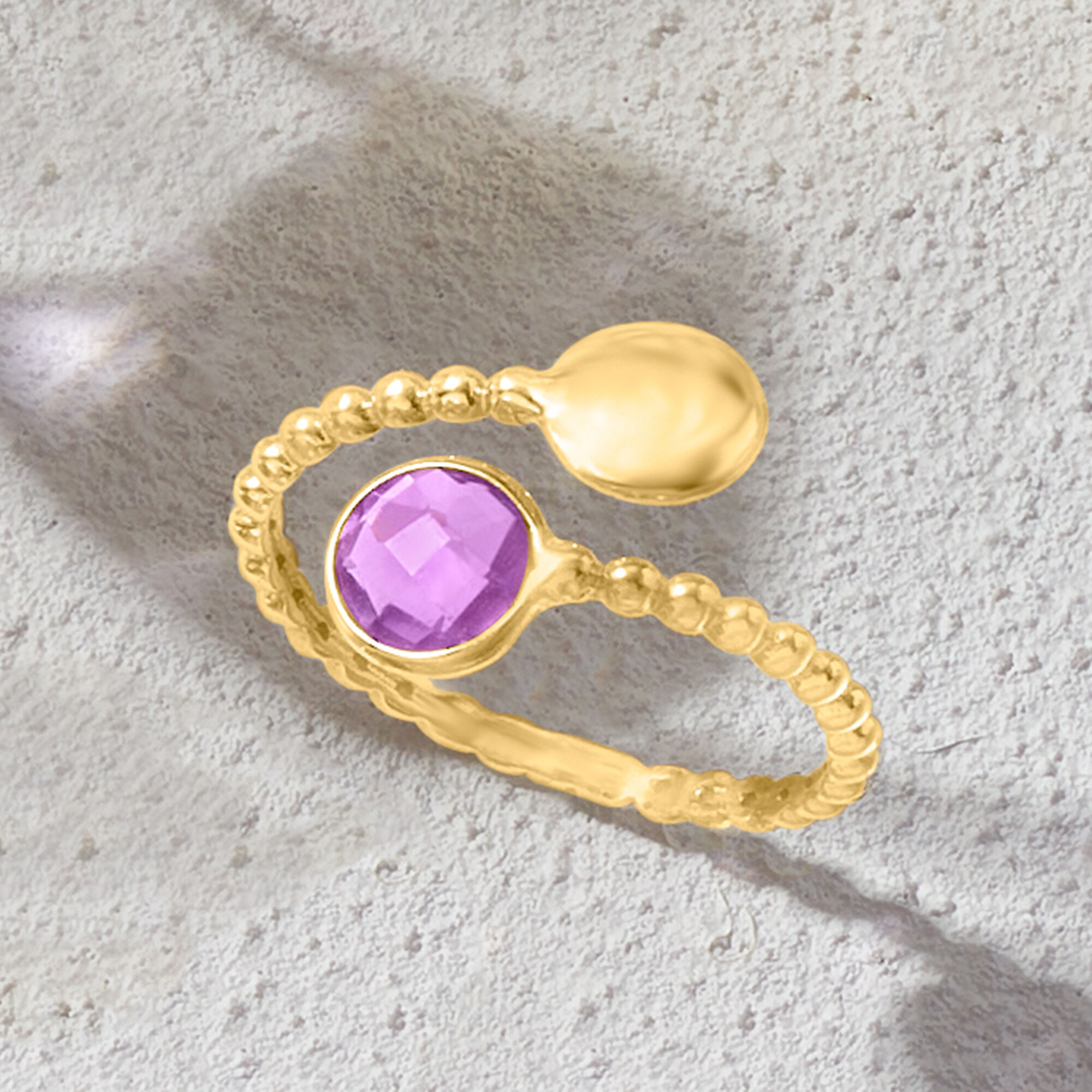 Italian 1.00 Carat Amethyst Bypass Ring in 14kt Yellow Gold | Ross
