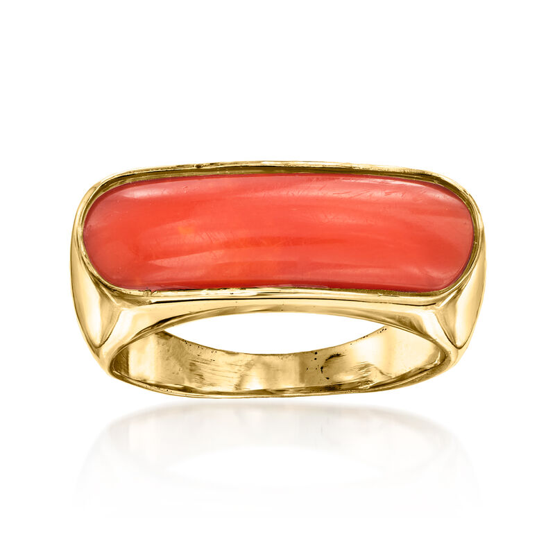 C. 1980 Vintage Red Coral Ring in 14kt Yellow Gold image number 0