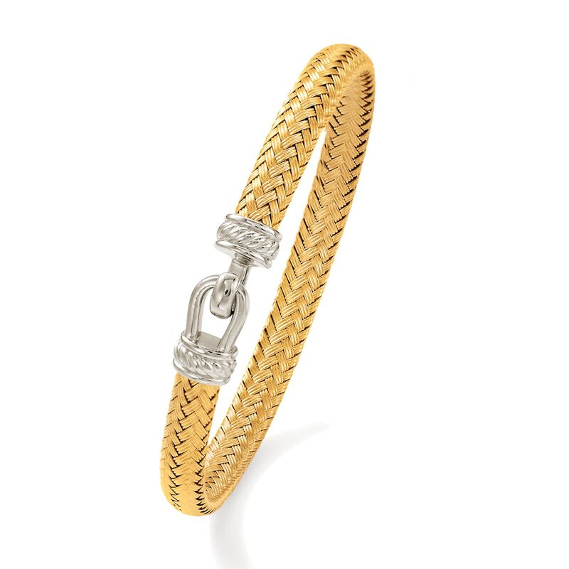 Italian Two-Tone Sterling Silver Horsebit Bracelet image number 2