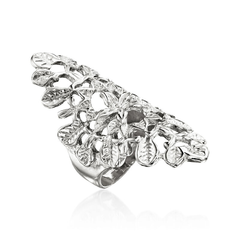 Italian Sterling Silver Floral Dinner Ring image number 2