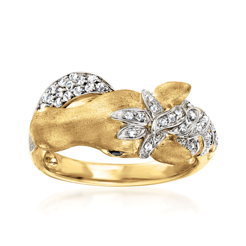 .29 ct. t.w. Diamond Horse Ring with Black Diamond Accents in 18kt Gold Over Sterling image number 0