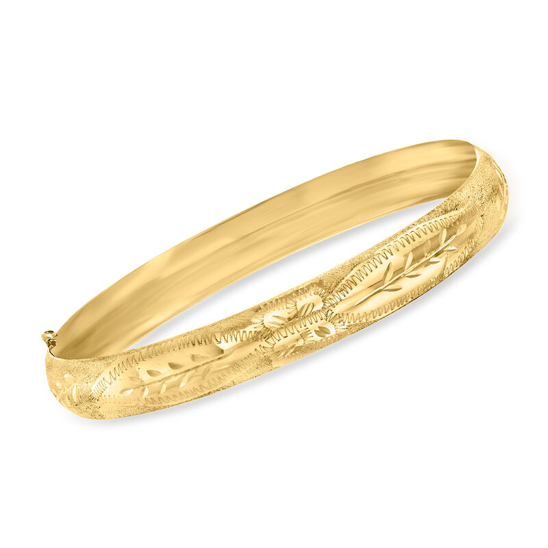 14kt Yellow Gold Floral Etched Bangle Bracelet image number 0