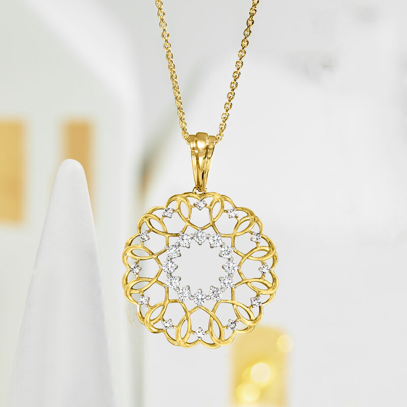 .50 ct. t.w. Diamond Heart Circle Pendant Necklace in 18kt Gold Over Sterling image number 3