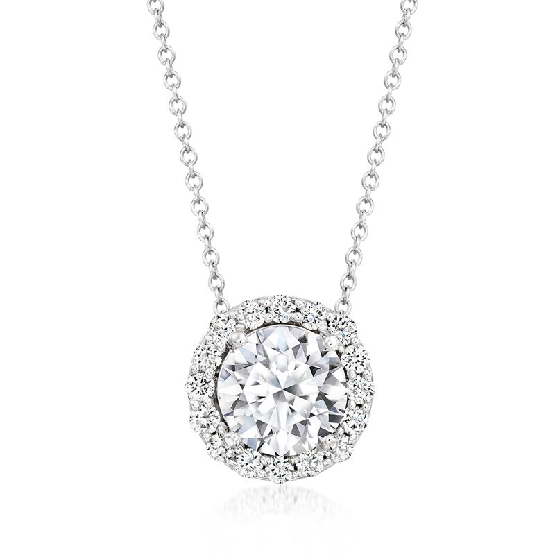 3.00 ct. t.w. Lab-Grown Diamond Pendant Necklace in 14kt White Gold. 16&quot; image number 1