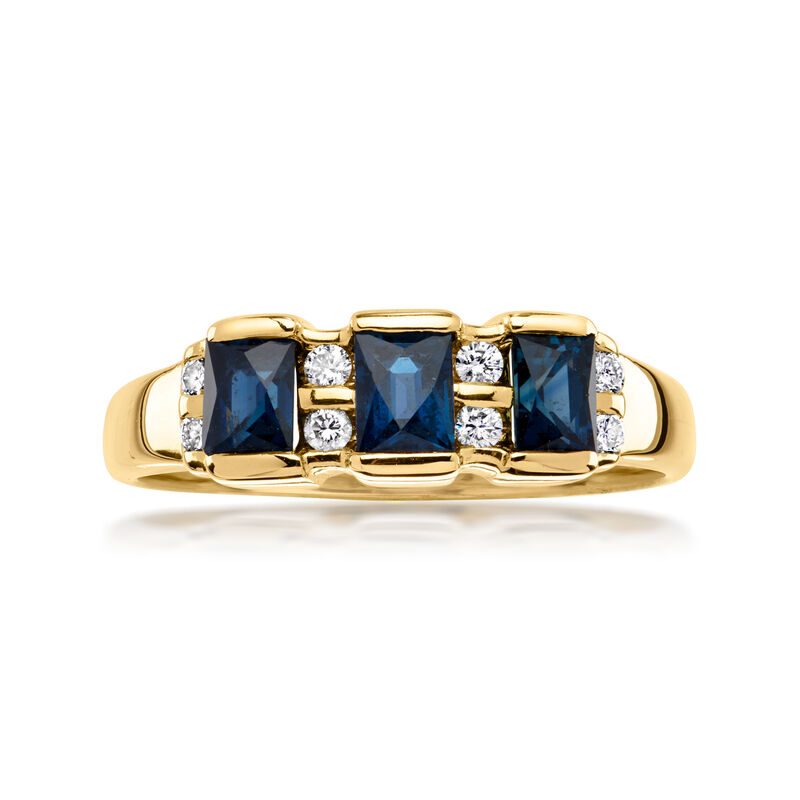 C. 1980 Vintage 1.00 ct. t.w. Sapphire Ring with .20 ct. t.w. Diamonds in 14kt Yellow Gold. Size 7.75 image number 0