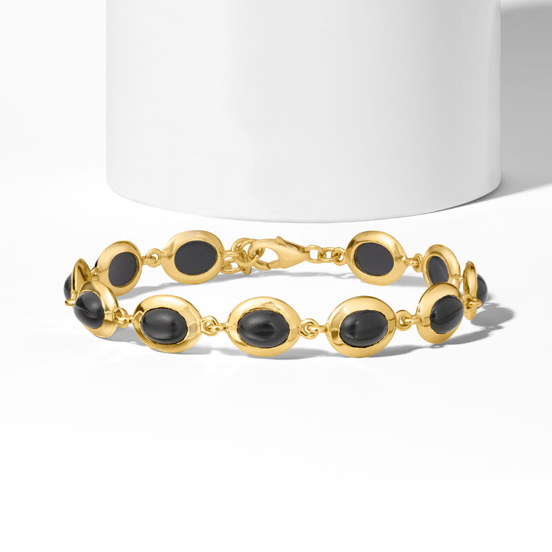 Black Onyx Bracelet in 18kt Gold Over Sterling image number 3