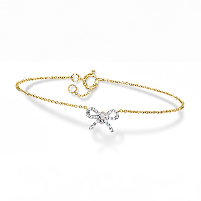 .10 ct. t.w. Diamond Bow Bracelet in 14kt Yellow Gold image number 2